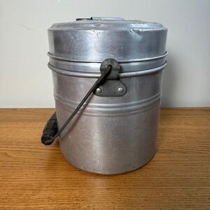 Vintage Comet Aluminum Nesting Lunch Pail Bucket with Tray and Lid Made in USA